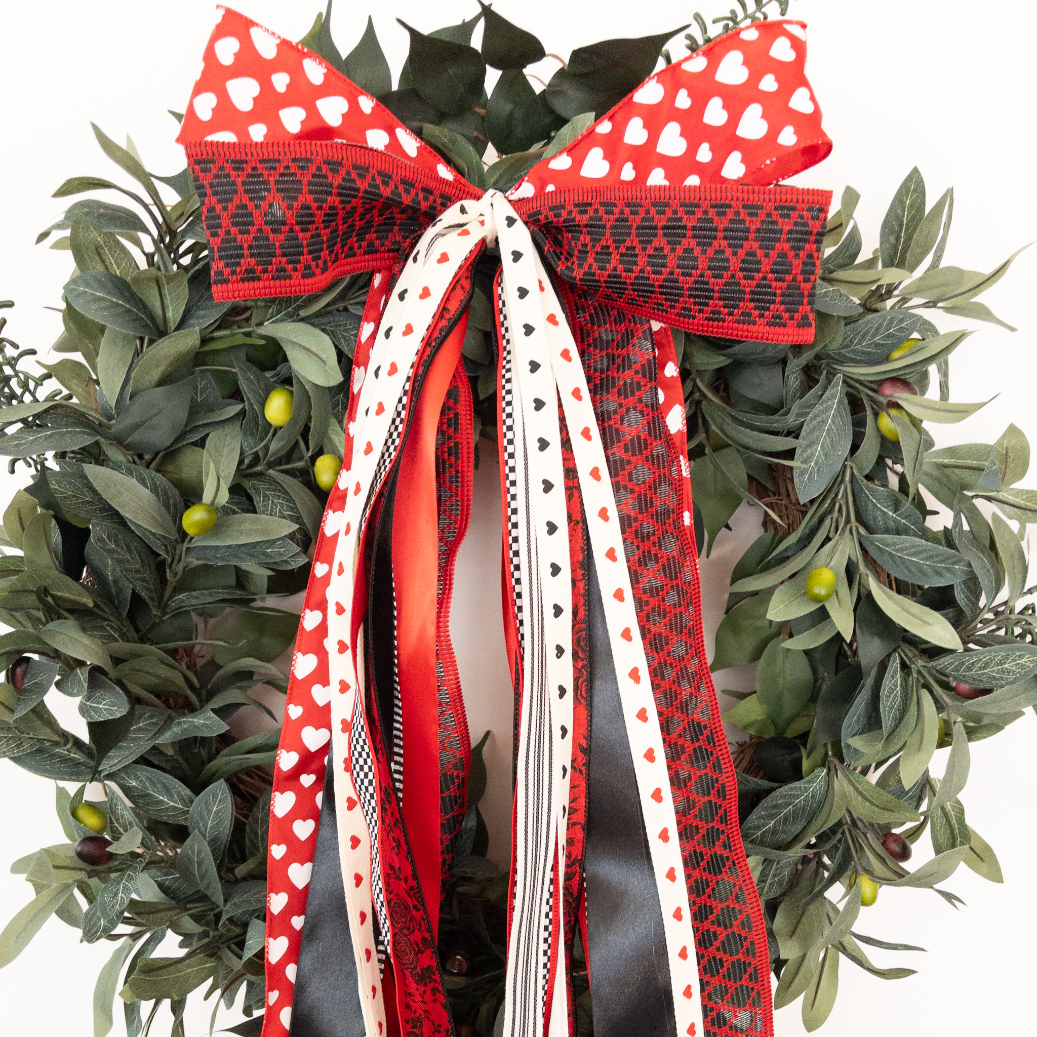 Hearts and Roses Long Bow and Ribbon Set- Long 30"