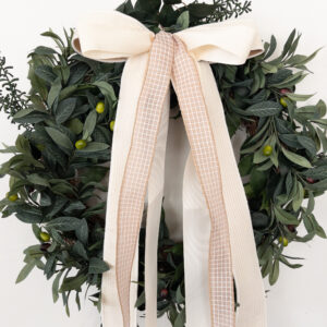 Designer Corduroy and Gingham Bow with long ribbon tails