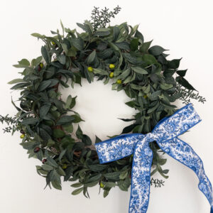 Blue Floral Luxe Dupioni Bow