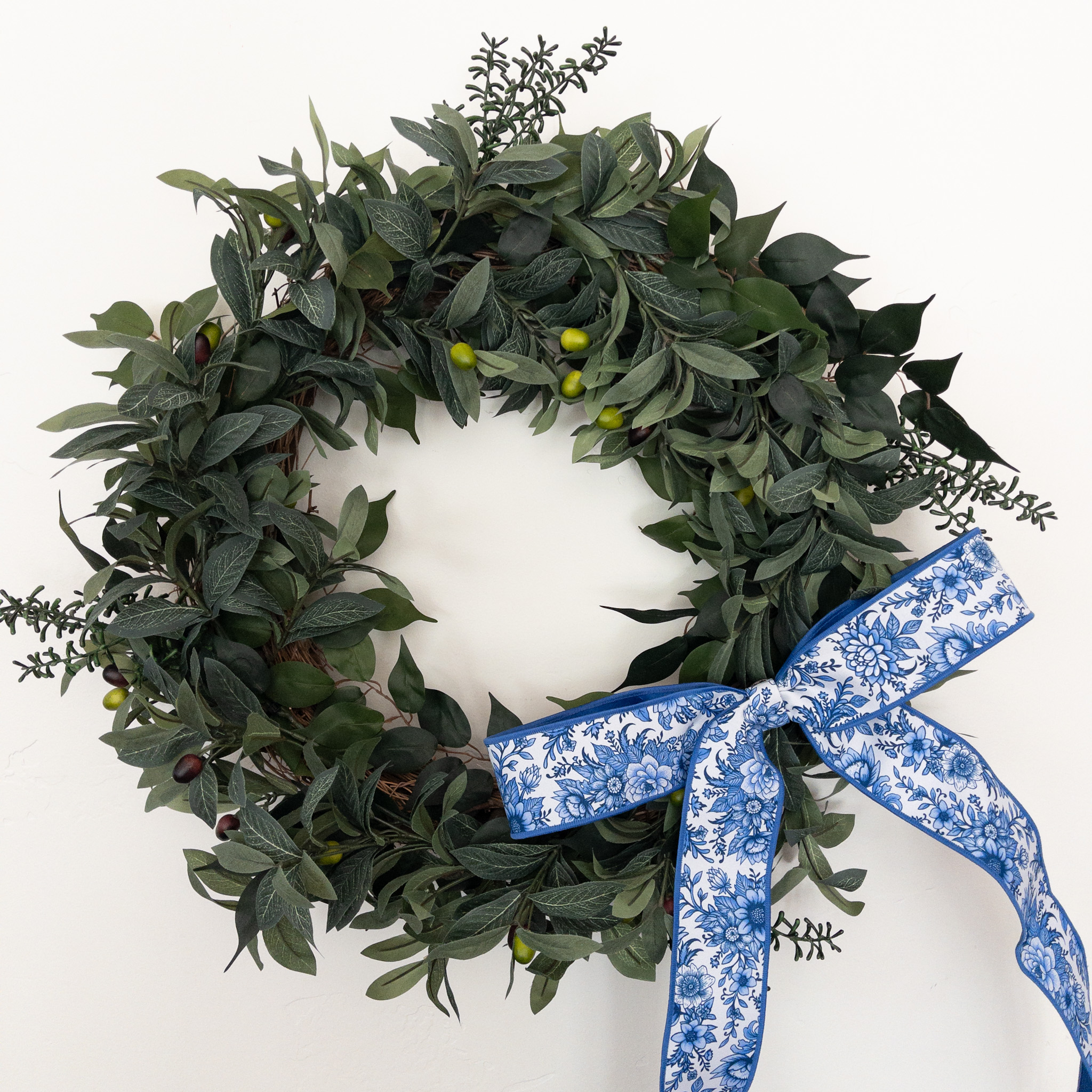 Blue Floral Luxe Dupioni Bow
